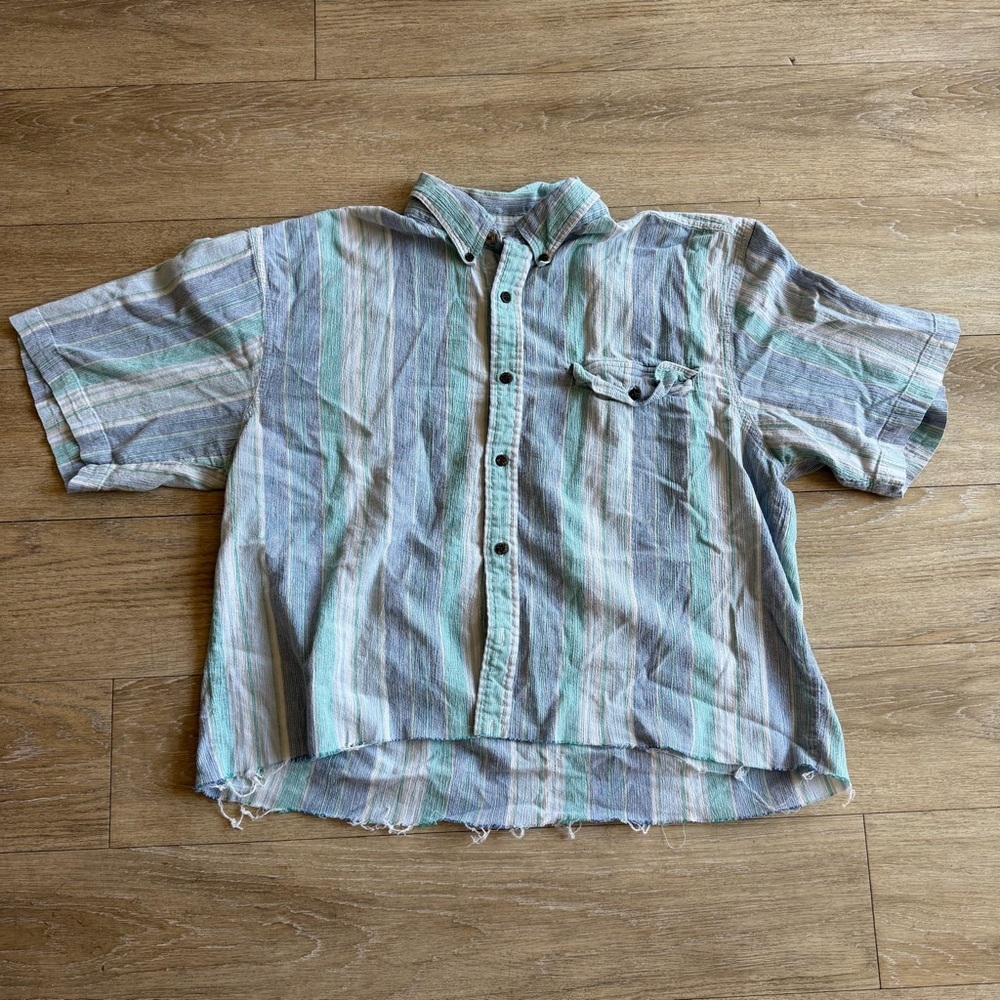 Caribbean Joe Striped Short-Sleeve Button-Down Shirt 100percentlinen